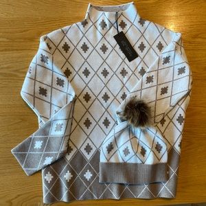 NWT Rachel Zoe US M Sweater and Matching Hat